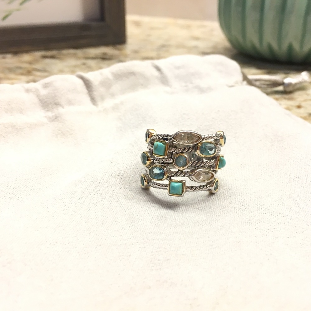 Silver Crystal and Stone Ring